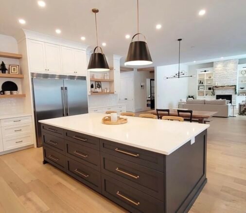 a warm and inviting classic kitchen renovation. the combination of black and white oak finishes (1)